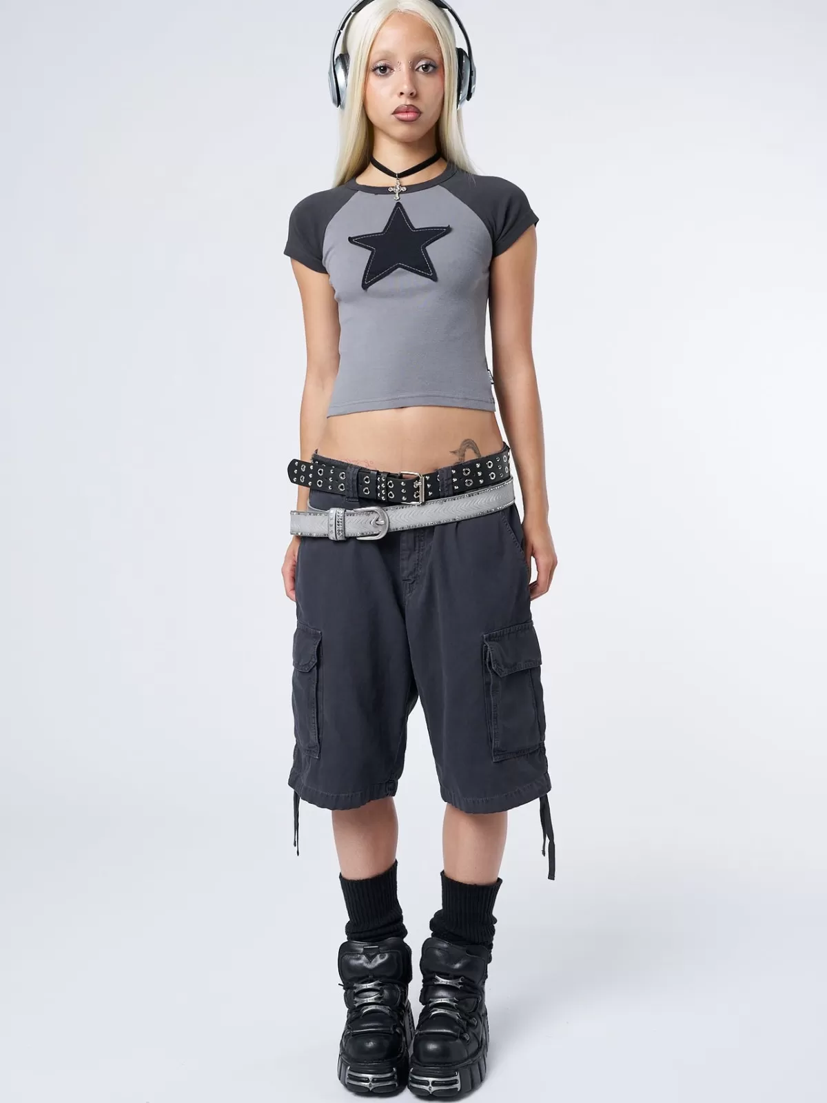 Hot Minga London Starlight Raglan Baby Tee Grey
