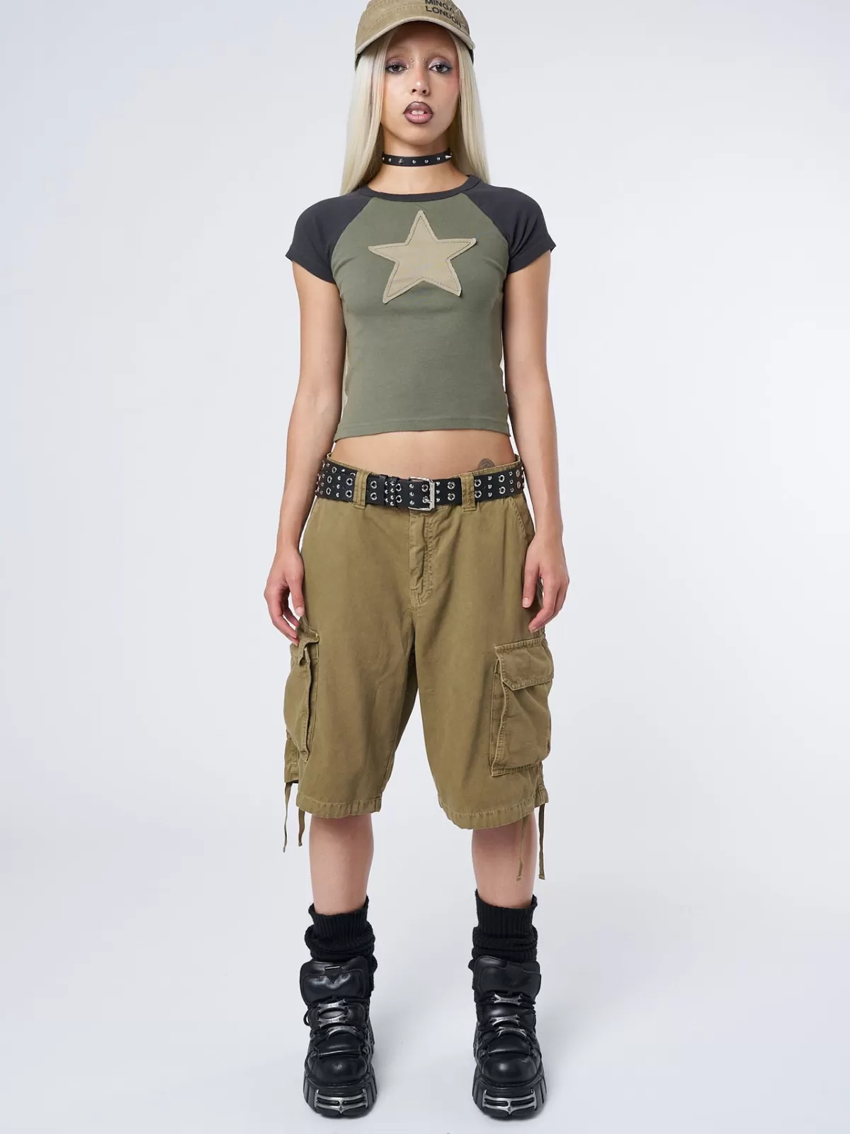 Discount Minga London Starlight Khaki Raglan Baby Tee Green