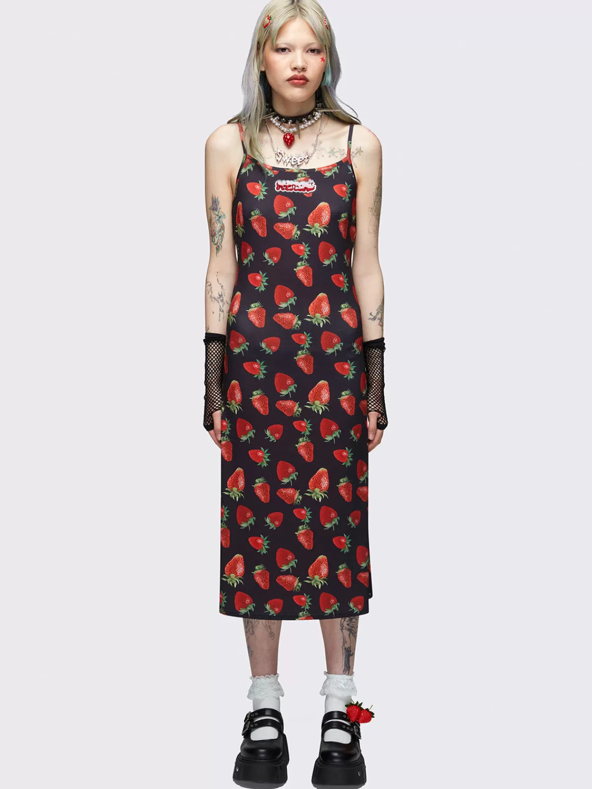 Cheap Minga London Strawberry Bomb Maxi Dress Black
