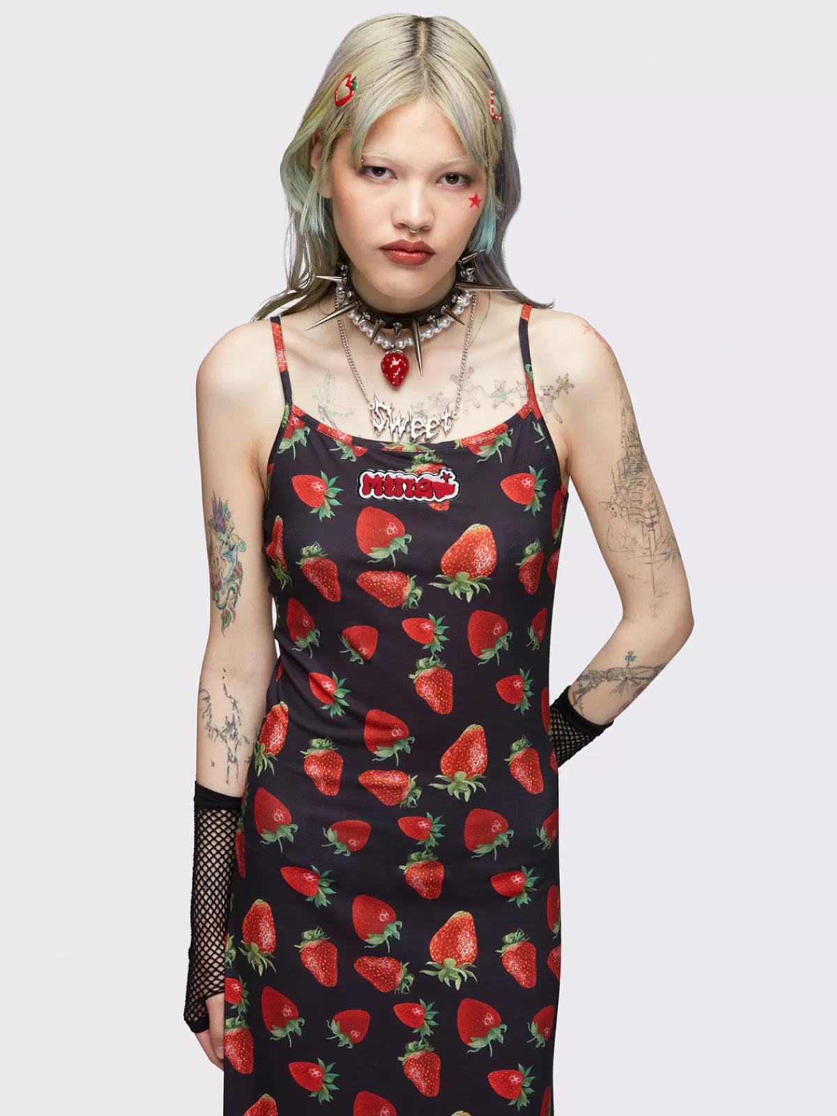 Cheap Minga London Strawberry Bomb Maxi Dress Black