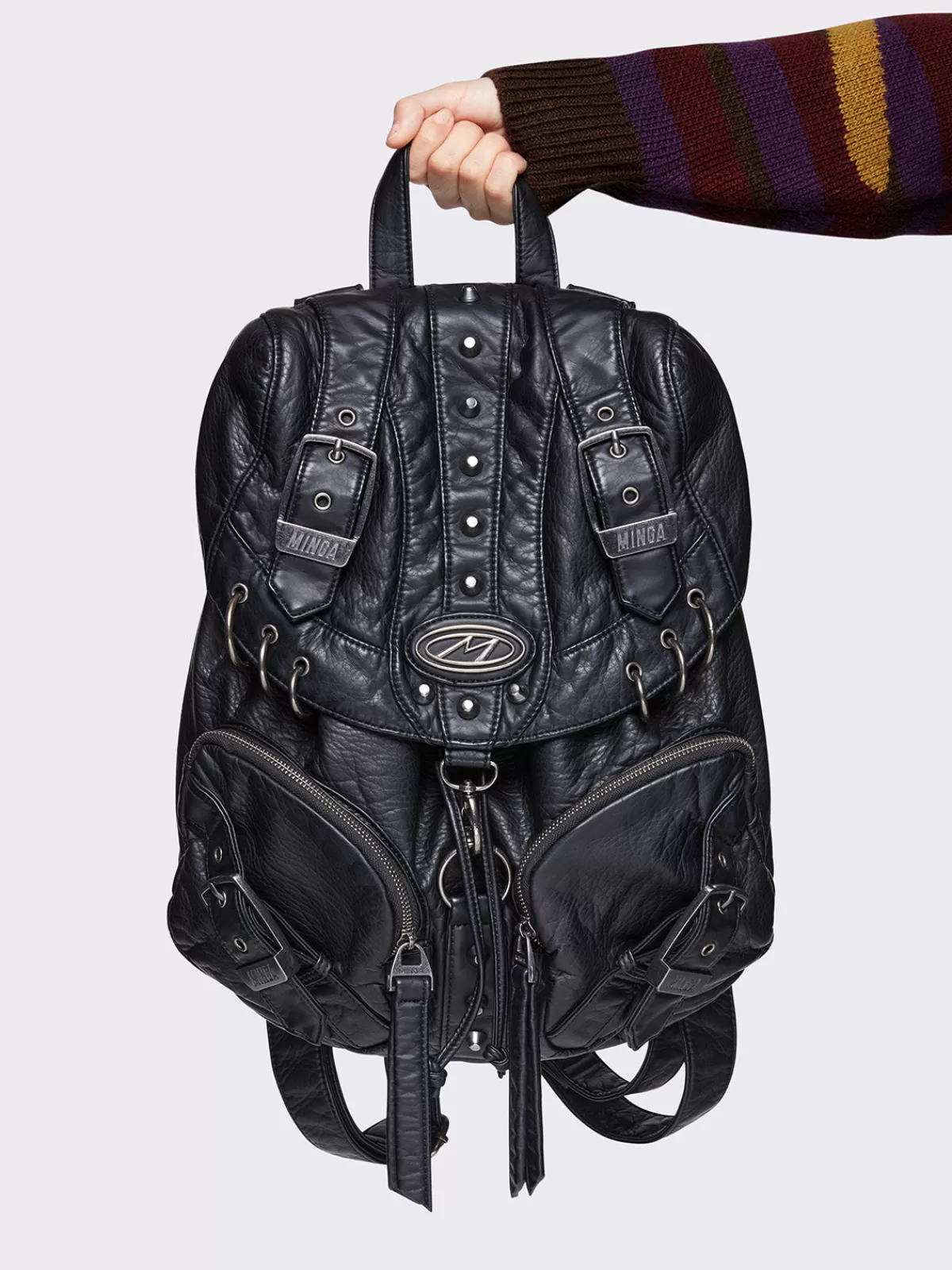 Flash Sale Minga London Synth Faux Leather Backpack Black