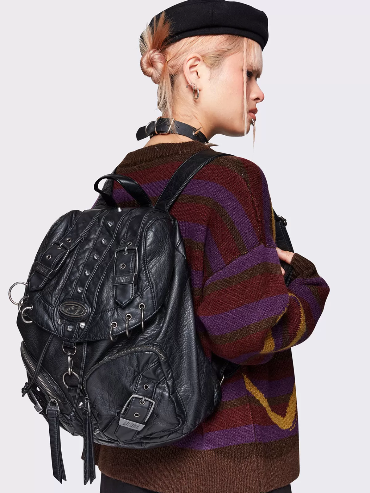 Flash Sale Minga London Synth Faux Leather Backpack Black