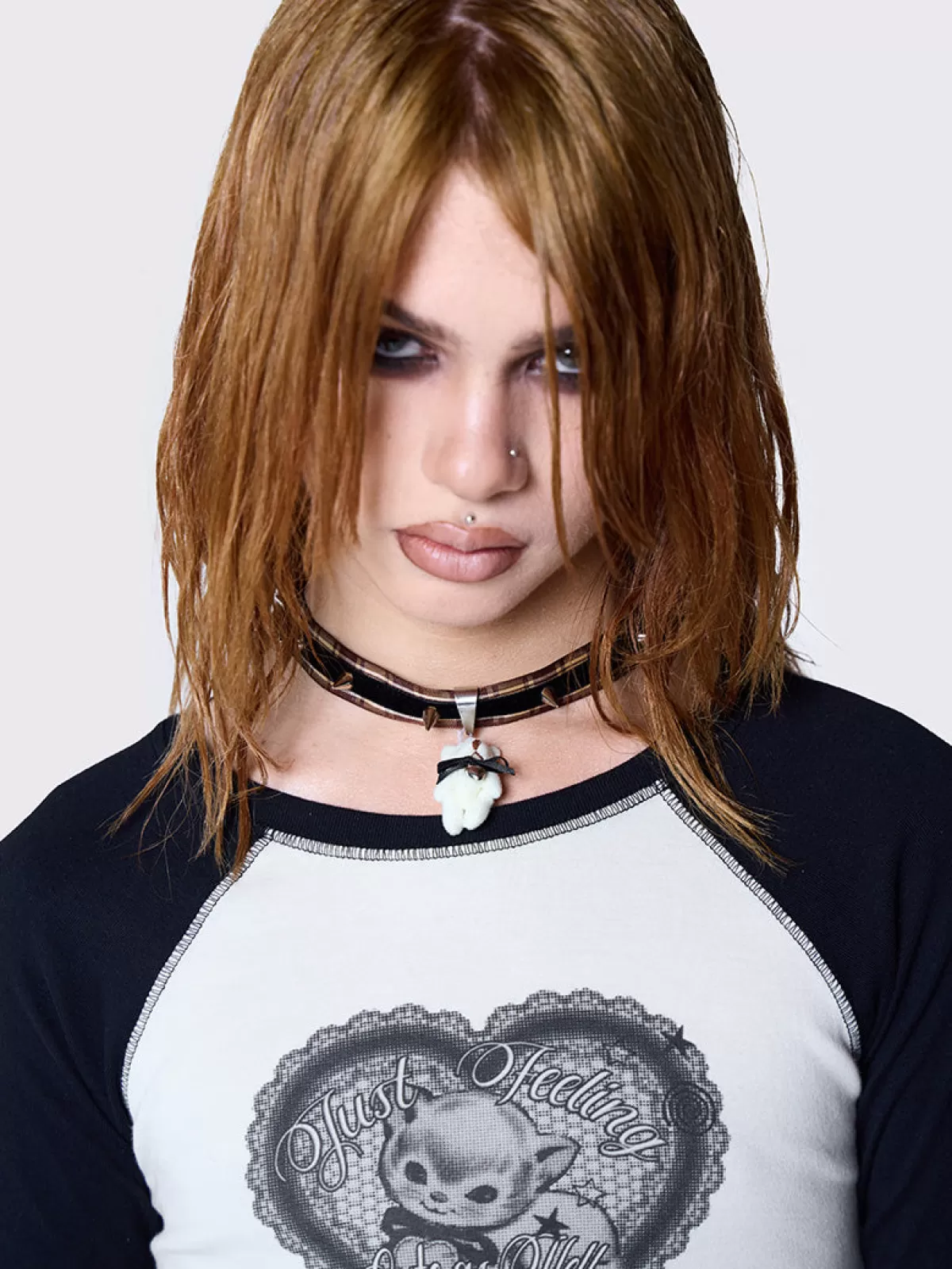Shop Minga London Teddy Pendant Spike Choker Black