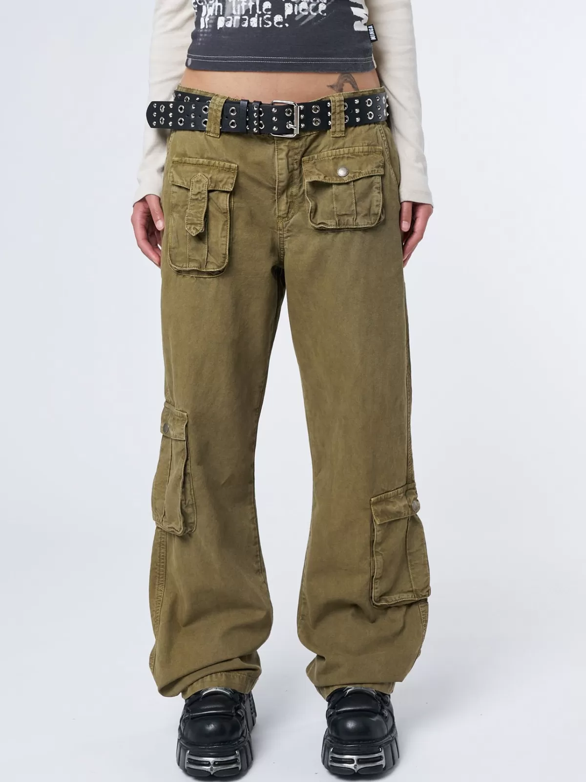 New Minga London Trooper Multi Pocket Cargo Pants Beige