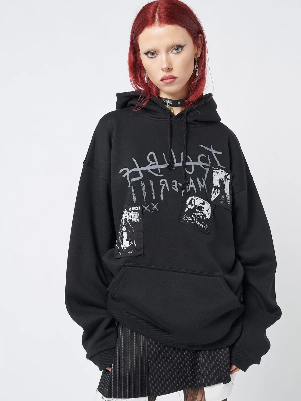 Flash Sale Minga London Troublemaker Patches Hoodie Black