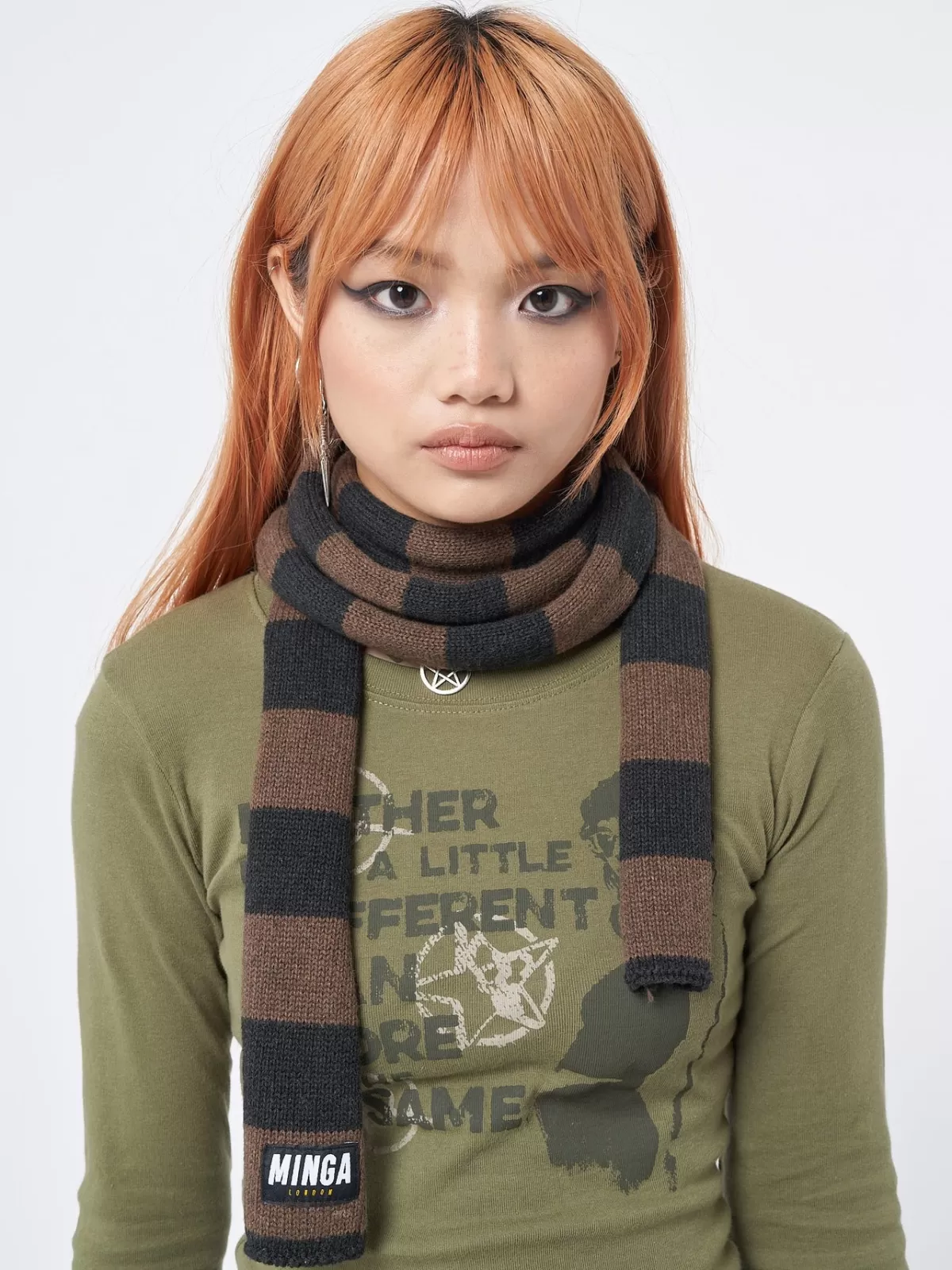 Best Minga London Umber Stripes Knitted Scarf Brown
