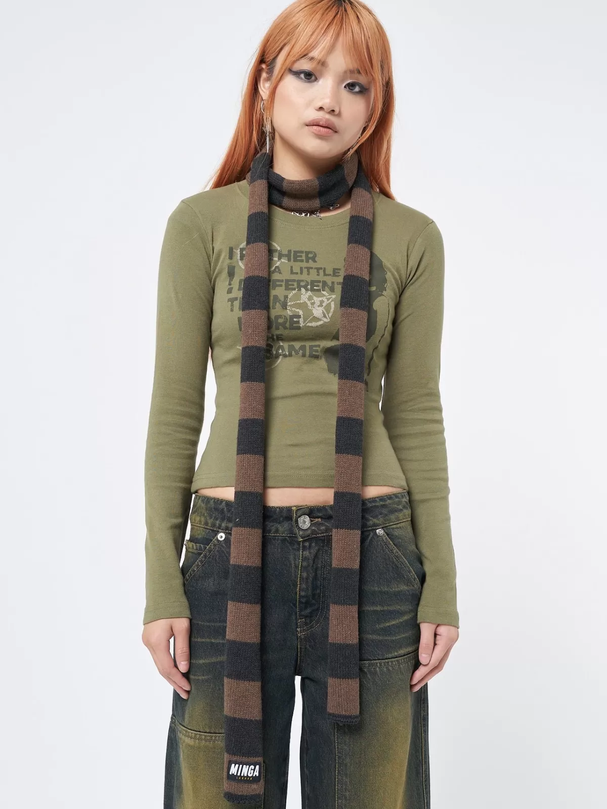 Best Minga London Umber Stripes Knitted Scarf Brown