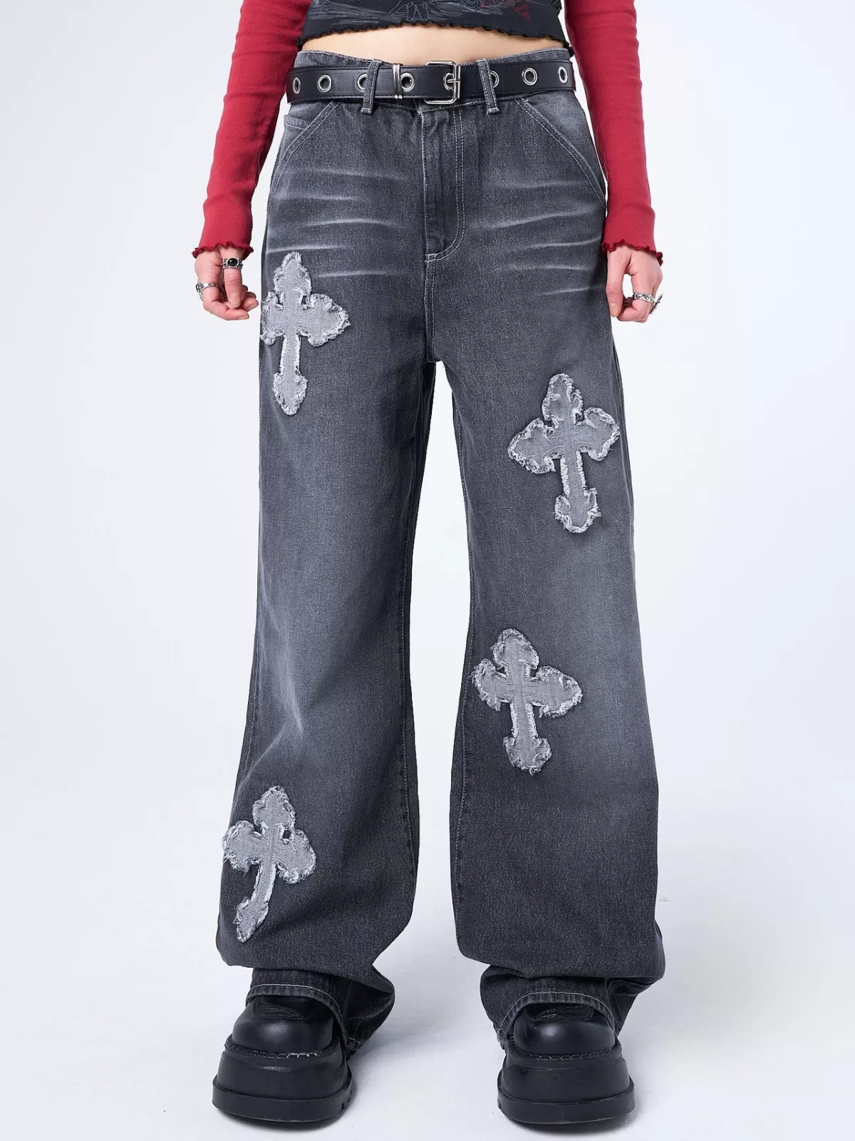 Cheap Minga London Vendetta Washed Cross Jeans Grey