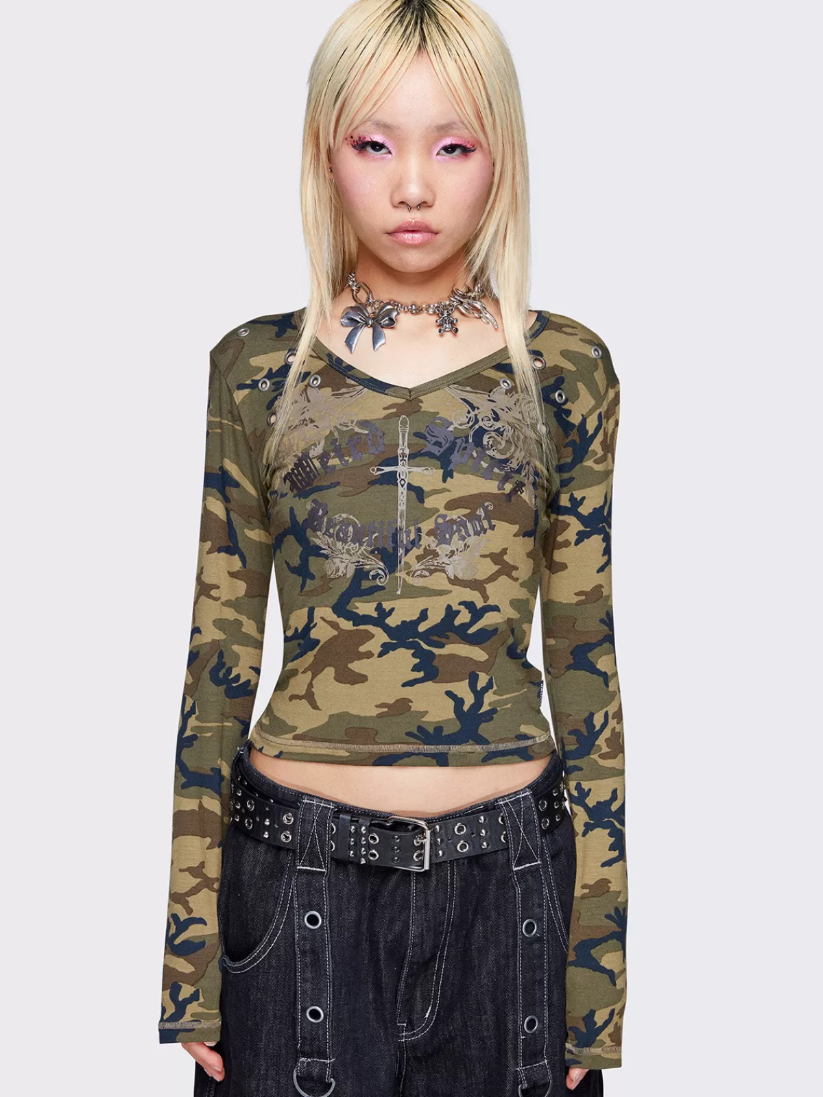 Store Minga London Weirdly Beautiful Camo Long Sleeve Top Multi